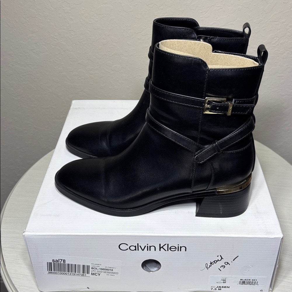 Calvin Klein Jasen Black Ankle Booties. Size 7.5 - Picture 6 of 11